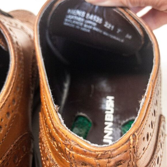 Nunn Bush Nelson Cognac Leather Wingtip Oxfords Sz 7M - Picture 6 of 8